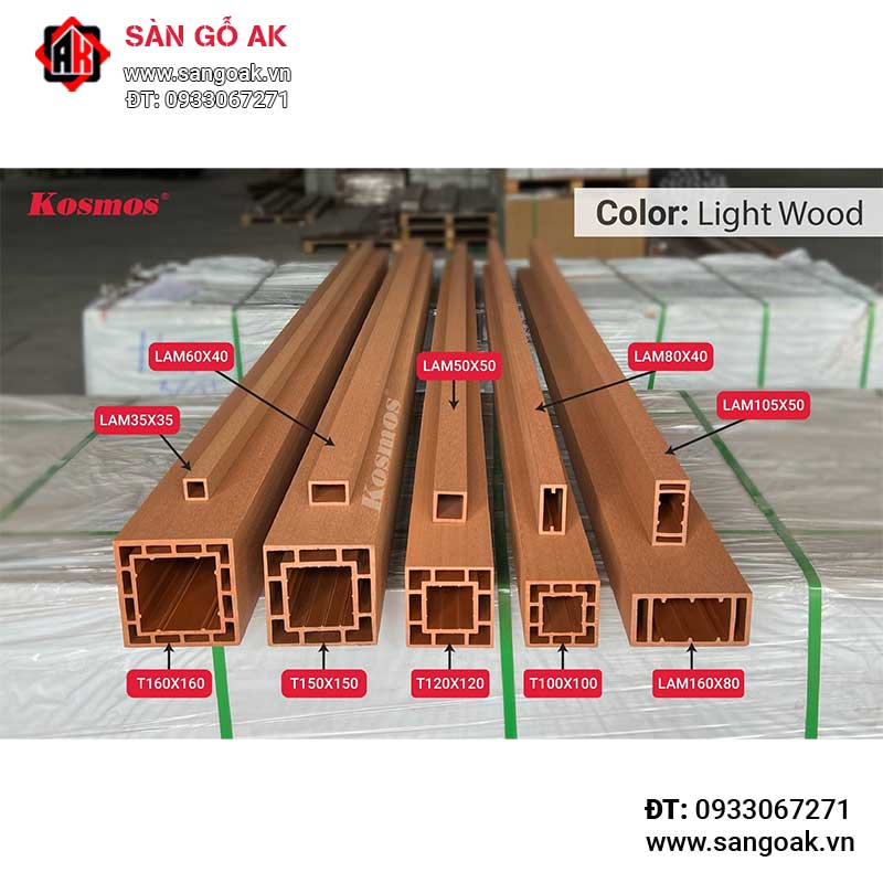 Trụ Pergola gỗ nhựa Kosmos - T160X160 Light Wood